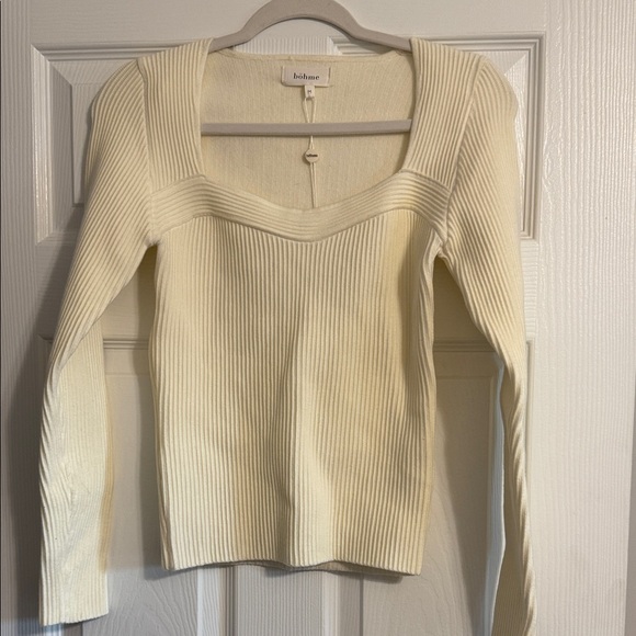 Bohme Cream Ribbed Knit Top - Picture 1 of 2